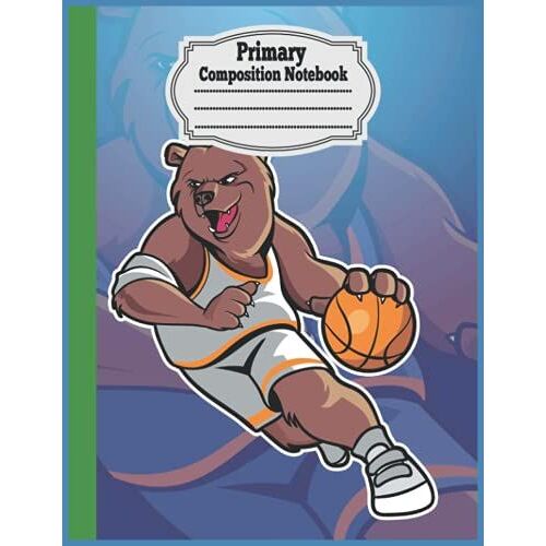 Primary Composition Notebook: Dotted Midline And Picture Space | Grades K-2 School Exercise Book | 110 Story Pages - Learn To Write And Draw Journal(Happy Bear Primary Composition Notebook)