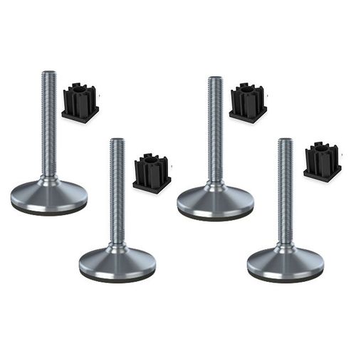 Stainless foot 20x150x105mm, pad & fixing hole+inserts 40x40x2.0mm -Set of 4