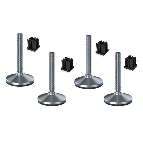 Stainless foot 16x150x105mm, pad & fixing hole+inserts 50x50x1.5mm -Set of 4