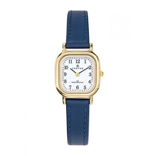 Montre Certus Femme Acier Doré Cuir Bleu 646514