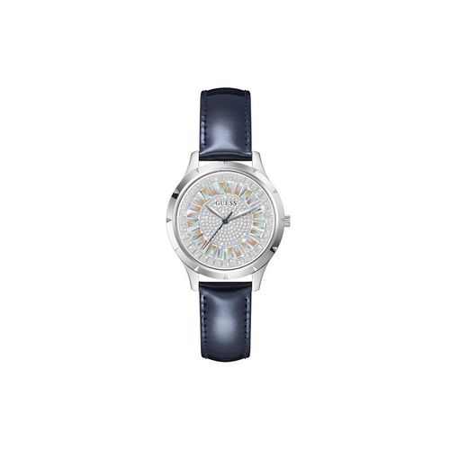 Guess Glamour Montre Femme Acier Cuir Vernis Bleu Gw0299l1