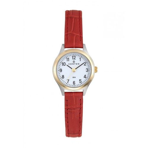 Certus Montre Femme Acier Bicolore Cuir Rouge 645365