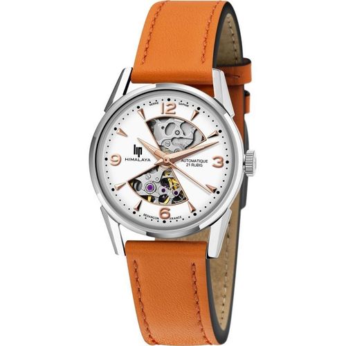 Lip Himalaya 33.5 Sablier Automatique Montre Femme Bracelet Orange 671680