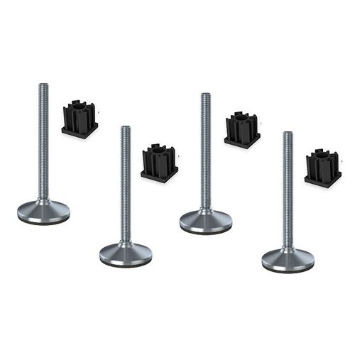 Stainless foot 20x230x105mm, base has rubber pad + inserts 40x40x2.0mm -Set of