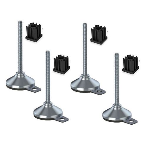 Stainless foot 12x150x80mm, pad & fixing hole+inserts 40x40x1.5mm -Set of 4