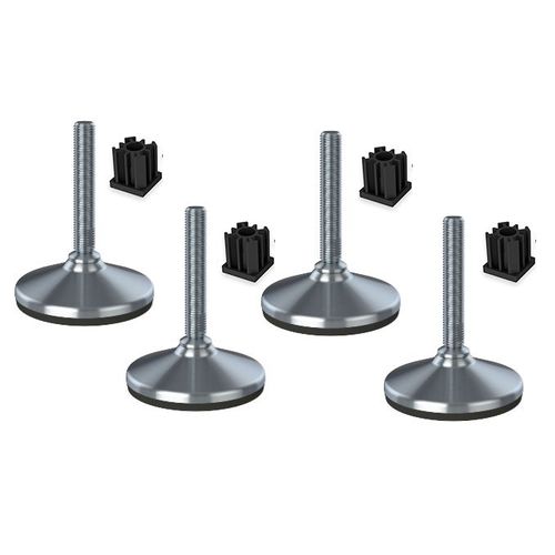 Stainless foot 16x100x105mm, base has rubber pad + inserts 40x40x2.0mm -Set of