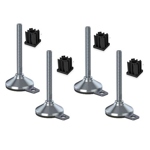 Stainless foot 16x100x80mm, pad & fixing hole+inserts 40x40x2.0mm -Set of 4