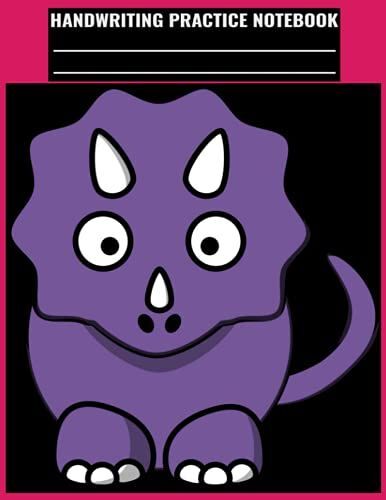 Handwriting Practice Notebok K-2 8.5" X 11" 120 Pages/60 Sheets Line Spacing With Midline Dashes Dinosaur Purple Pink Cover: Grades K-2 Composition & Handwriting Notebook