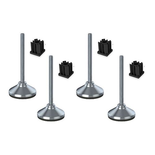 Stainless foot 16x150x80mm, base has rubber pad + inserts 50x50x2.00mm -Set of