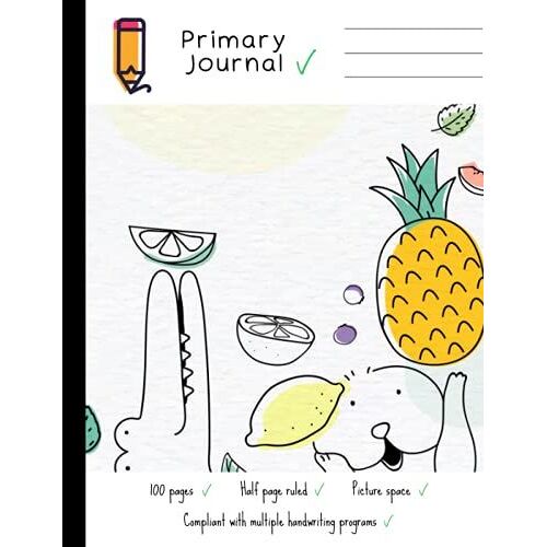 Half Page Ruled Primary Journal: Animal Party Primary Journal With Illustration Box For Kids | 7.25" × 9.75" | 100 Pages