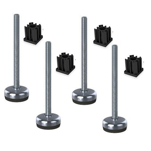 Stainless foot 12x150x50mm, base has rubber pad + inserts 40x40x1.2mm -Set of 4