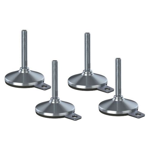 Stainless levelling foot 16x100x105mm base and anti-vibration pad 2200kg-Set of