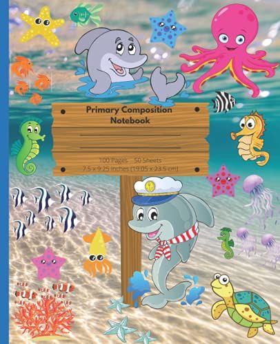 Primary Composition Notebook: Primary Story Journal With Picture Animated Ocean - Learn To Draw And Write Primary Journal Grades - Libreta Primaria