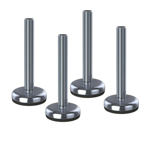 Stainless levelling foot 10x100x50mm base and anti-vibration pad 400kg-Set of 4