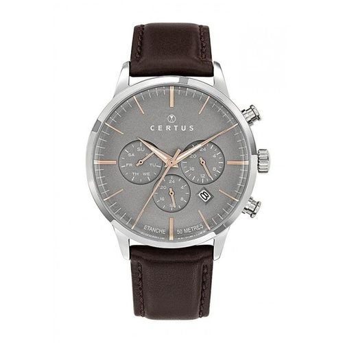 Certus Montre Homme Acier Cuir Marron 611139