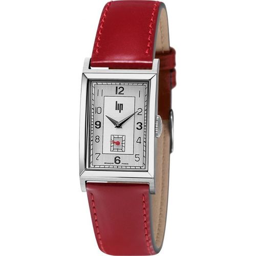 Lip Churchill T18 Montre Femme Rectangulaire Acier Cuir Rouge 671409
