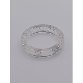 Bague En Resine ,Transparent Avec Paillettes Argentées,Taille 16.56 Mm