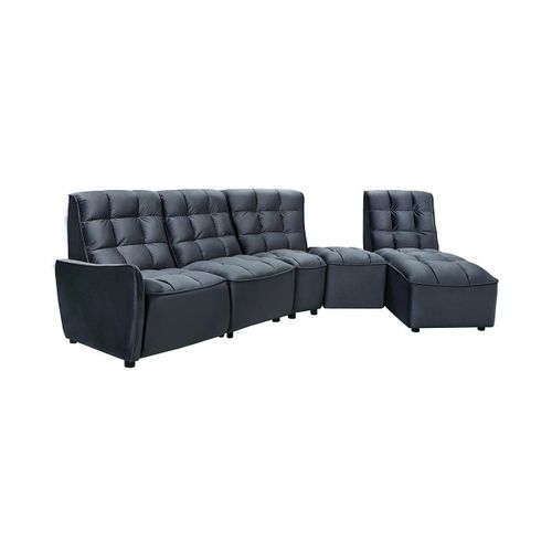 Canapé D'angle Relax Électrique Modulable En Velours Anthracite Alford