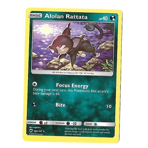 Carte Pokemon Alolan Rattata 081/147 Sun&moon Édition 2017