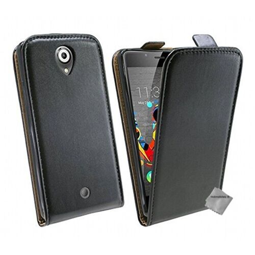 Housse etui coque pochette PU cuir fine pour Wiko U Feel Lite + verre trempe - NOIR