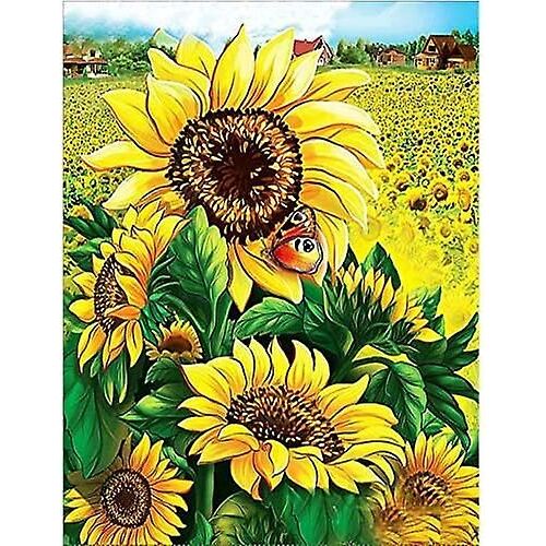 5d Diamond Painting Kits Sunflower Full Drill, Diy Crystal Diamond Art Kits Cross Stitch Mosaic Broderie Home Wall Decor (12x16inches)