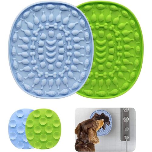 Heytea 2pcs Dog Washing Distraction Device Dog Lick Mat Dog Lick Pad Dog Bath Lick Mat Avec Aspiration Slow Feeder