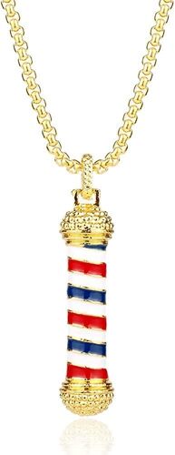 Strass Barber Shop Light Pendentif Collier Avec 24 Pouces Rolo Chaîne