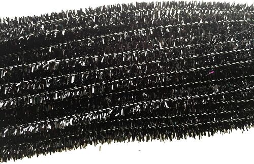 100 Pcs 12 Pouces Glitter Tinsel Creative Arts Chenille Stems Pipe Cleaners (Noir)