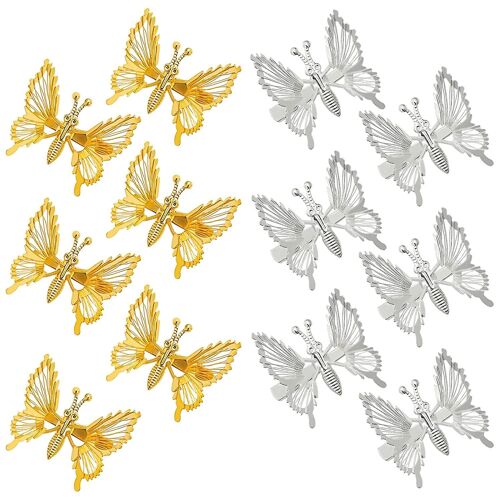 12 Pcs 3d Moving Butterfly Hair Clips Butterfly Hair Clips Cute Metal Butterfly Clips For Hair Vivid Butterfly Barrettes Hair Clamps Butterfly Hair Ac