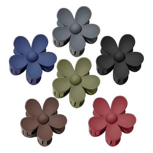 6 Pcs Big Hair Claw Clips Matte Flower Hair Clips Anti-Slip Cute Hair Catch Barrettes Plastic Jaw Clamps For Thin Thick Hair Hair Acrylic Accessories F