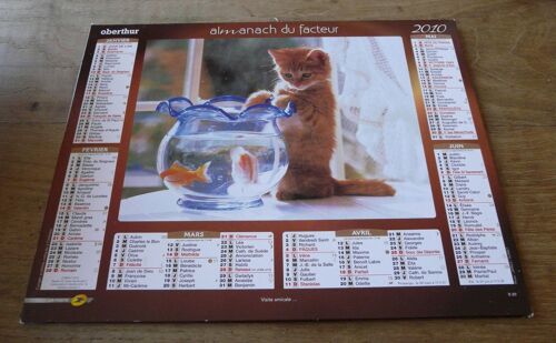 Almanach Du Facteur Année 2010 : Plan Et Cartes Du Finistère ( 29) - Chatons