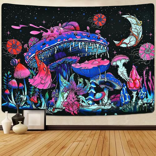 Heytea Mushroom Tapestry Moon And Stars Tapestries Plants Tapestry Starry Night Sky Tapestry Monster Tapestry Wall Hanging For Room (51.2 59.1 pouces