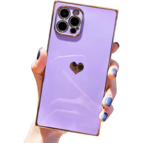 Compatible avec l'iphone 12 Pro Max Case Square Cute Full Camera Lens Protection & Shockproof Reinforced Corners Electroplate Edge Bumper Case Cover[6.7