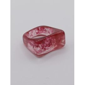 Bague En Résine ,Rouge Transparent,Taille 17.83 Mm