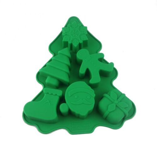 Moule À Gâteau Arbre De Noël En Silicone, 6 Trous, Flocons De Neige, Créatif, Pour Chocolat, Cadeau De Noël, Ustensiles De Cuisson