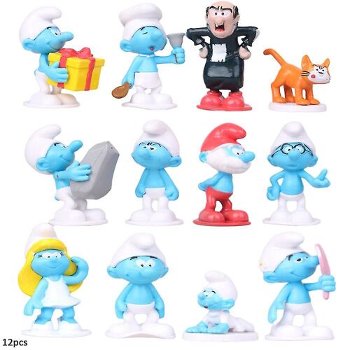 12pcs / Set Schtroumpfs Figure Jouets Modèle De Collection Mini Figurines Set Cake Topper Décoration Party Favor Fournitures Cadeaux