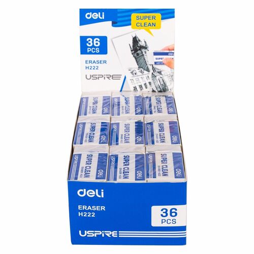 Deli Lot De 36 Gommes Extra Clean "Uspire" 45x22.5x10.5mm- Sans Résidus