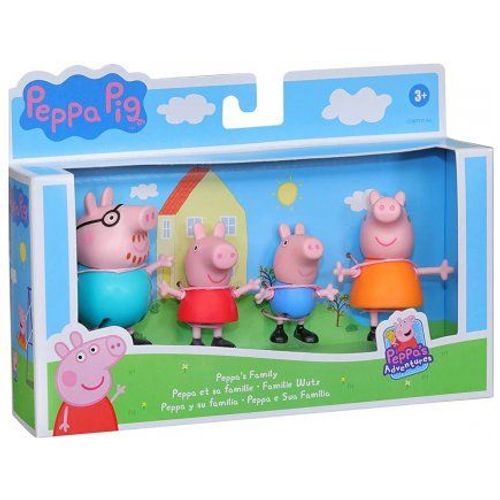 Coffret Famille De Peppa Pig : Peppa - Georges - Papa Pig - Maman Pig - 4 Figurines - Personnage Peppa Le Cochon