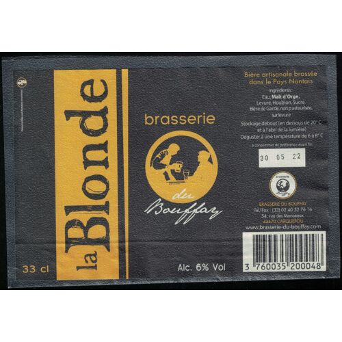 France Étiquette Bière Beer Label La Blonde Brasserie Du Bouffay 44470 Carquefou