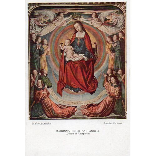 Carte Postale Couleur - Madonna- Child And Angels - Maitre De Moulins