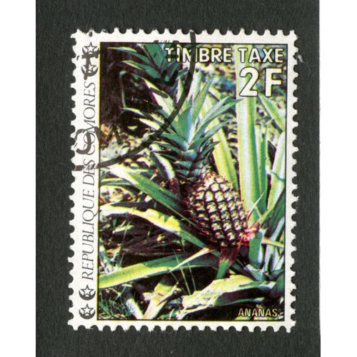 Timbre Oblitéré République Des Comores, Ananas, Timbre Taxe, 2 F