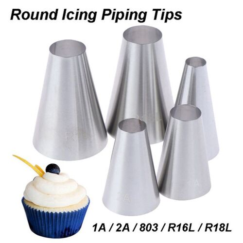 Douilles De Pâtisserie Rondes En Acier Inoxydable, 5 Pièces/Ensemble, Douilles De Crème, Glaçage, Pointes De Pâtisserie, Outils De Cuisson, Outils De Décoration De Gâteaux