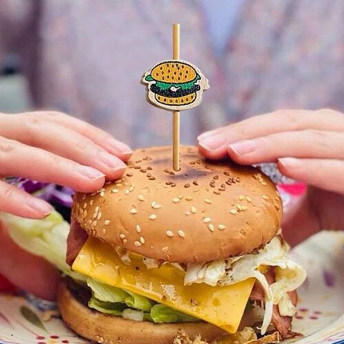 Bâtonnets De Fruits En Bambou Pour Garniture De Hamburger, 100 Pièces/Paquet, Brochettes De Collation, Fête Buffet, Choix D'aliments En Bambou, Décor De Sandwich