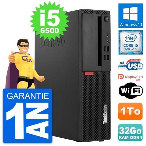 PC Lenovo ThinkCentre M910s SFF Core i5-6500 RAM 32Go Disque 1To Windows 10 Wifi