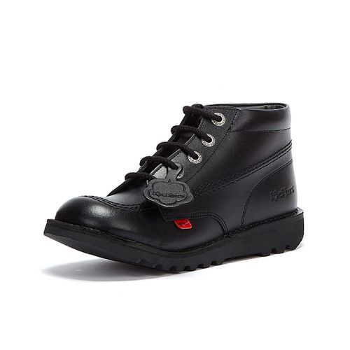 Kickers Kick Hi Bottes Pour Les Jeunes D'école En Cuir Noir - 38