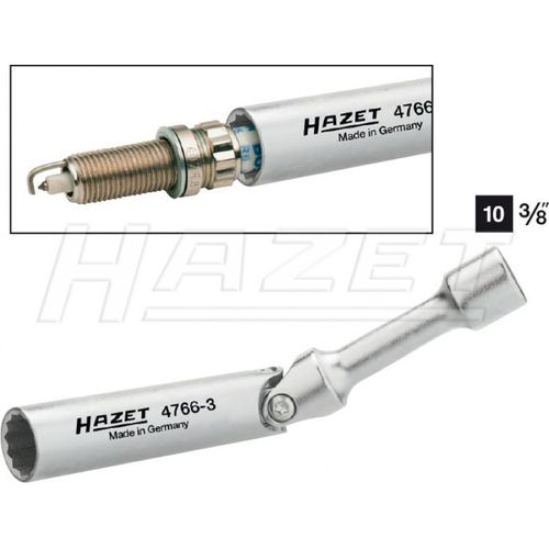 Hazet Clé à bougies - Carré creux 10 mm (3/8 pouce) - Profil à 12 pans extérieurs - Taille: 14 - Longueur totale: 154 mm - 4766-3