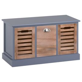 Coffre de rangement avec couvercle en bois d'acacia massif marron