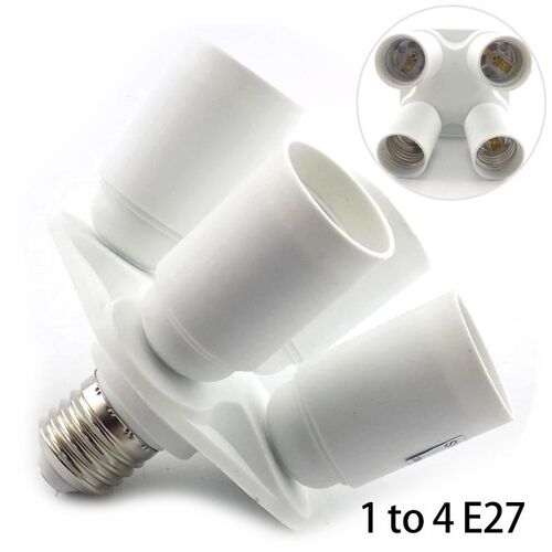 Répartiteur De Douille D'ampoule Led, 1 E27 À 4 Bases De Lampe, Convertisseur De Douille, 100-240v, Adaptateur De Lampe, 4 En 1