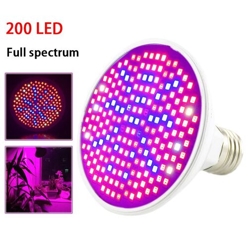 Lampe Horticole De Croissance Uv/Ir, 200 Led, Spectre Complet, Éclairage Pour Serre/Chambre De Culture Intérieure, Bulbes Hydro Pour Bulbes Fleuris Ou Légumes