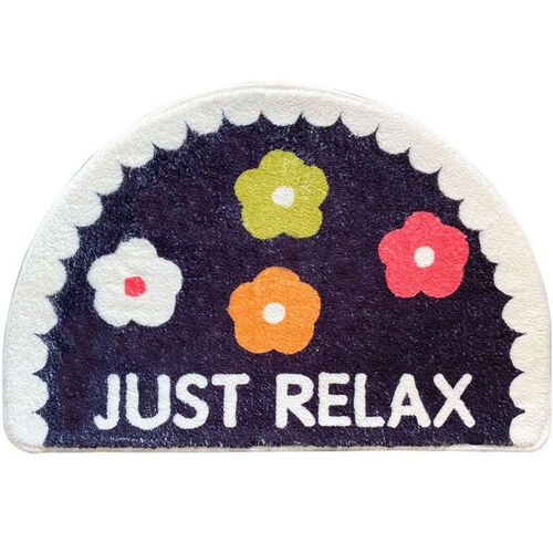 Ins ? tapis épais en velours Simple, demi-cercle, antidérapant, absorbant l'eau, pour salle de bain, toilettes, paillasson
